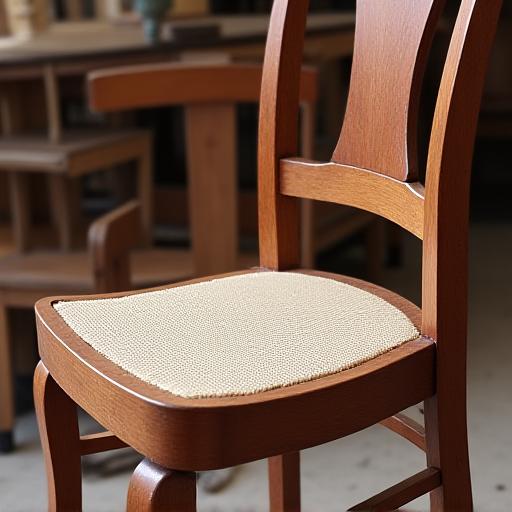Una sedia in legno classica durante il processo di riparazione della seduta.